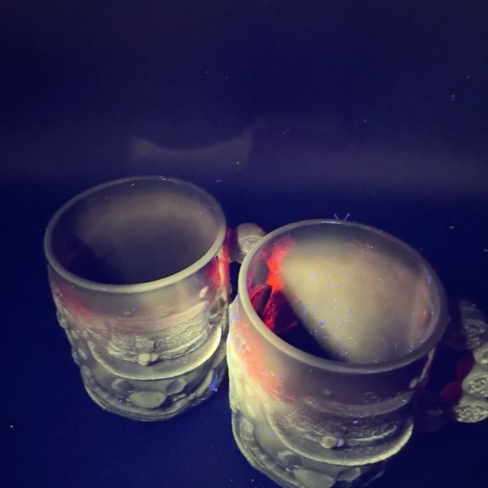 Luminarc Arcoroc Ruby Red Thick Heavy Glass Mug Cup Set Manganese 365nm UV Glow - Picture 3 of 13